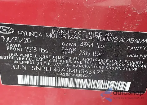 2021 Hyundai Sonata Sel from USA, damaged, VIN 5NPEL4JA1MH063497
